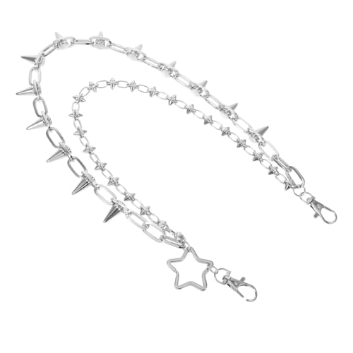 Beavorty Mehrlagige Hip Hop Hosenkette aus Langlebigem Metall mit Five Point Star Nieten Stylische Taillenkette für Jeans Strapazierfähig und Glänzend Modisches Streetwear Accessoire für von Beavorty