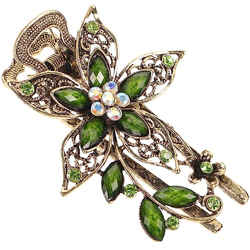 Beavorty Haarschmuck Metall-Haarspangen Grüne Haar-Accessoires Schnapp-Haarspangen Für Frauen Blumen-Haarspangen Für Frauen Grüne Haarspangen Schmetterlings-Clips Vintage-Haarspange Klemme von Beavorty