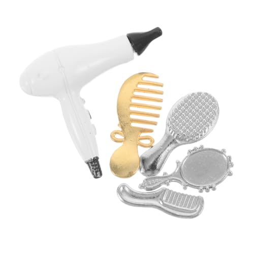 Beavorty Miniatur Set Für Puppenhaus Komplettes Haarsalon Zubehör Mit Haarbürste Spiegel Und Föhn Realistische Miniaturaccessoires Für Mädchen Puppenhaus Dekoration Und Kreative Szenerien von Beavorty