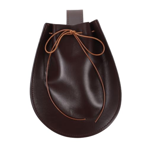 Beavorty Gürteltasche Renaissance Mittelalter Geldbörse Hüfttasche Kordelzug Herren Piraten Fantasy Zubehör Cosplay Braun von Beavorty