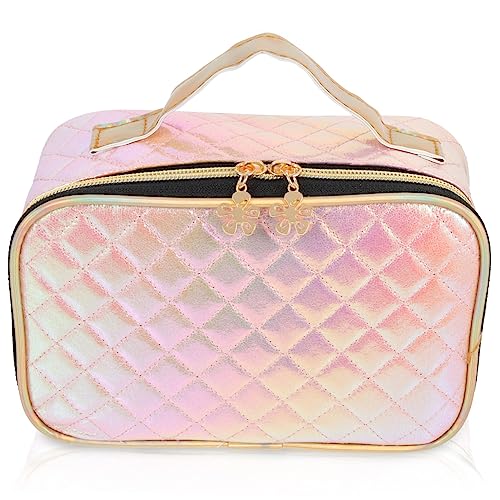 Beavorty Multifunktionale Aufbewahrungstasche Reise-kosmetiktaschen-Organizer Reise-kulturbeutel Kapazitätsorganisator Stilvolle Make-up-Handtasche Make-up-Tasche Mäppchen Bilden Pu Reisen von Beavorty