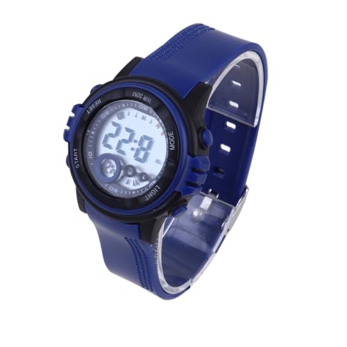 Beavorty Multifunktionale wasserdichte Kinderuhr Digital mit Leuchtendem Display Verstellbarem Armband aus Edelstahl Sportliche Outdoor Uhr für Jungen und Mädchen in Himmelblau von Beavorty