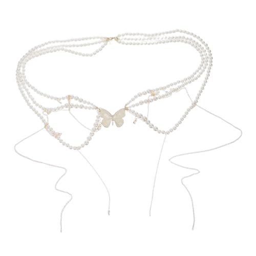 Beavorty Multilayer Perlen Taillenkette Damen Eleganter Körper Schmuck mit Schmetterlingsanhänger Langer Quastenbesatz Vielseitig Tragbar für Strand Hochzeit Party und Abendkleid von Beavorty
