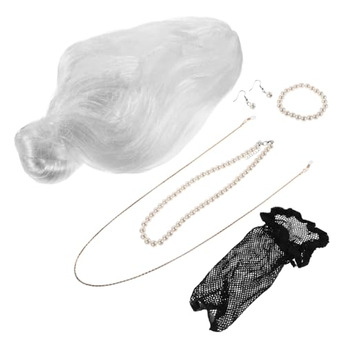 Beavorty Perückenset Für Alte Damen Für Damen Mit Grauer Perücke Dutt Großmutter Perücke Kostümset Für Halloweenpartys Und Fotoshootings Mit Brille Kette Und Halskette Armband Beavorty Perückenset Für Alte Damen Für Damen Mit Grauer Perücke Dutt Großmutter Perücke Kostümset Für Halloweenpartys Und Fotoshootings Mit Brille Kette Und Halskette Armband von Beavorty