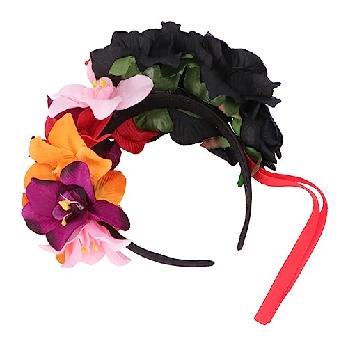 Beavorty Orchideen-stirnband Mexikanisches Stirnband Stirnband Halloween-blumen-stirnband Gotischer Blumenkopfschmuck Blumenkrone Diademe Für Strand Die Blumen Hochzeitsblume Stoff von Beavorty