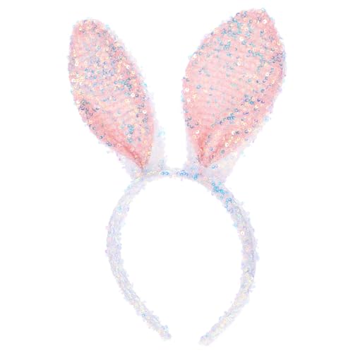 Beavorty Ostern-Stirnband Mit Pailletten Hasenohren Hasenohren Kopfschmuck Party-Stirnbänder Für Mädchen Kinder Frauen Ostern Geburtstag Cosplay Kostüm Weiß von Beavorty