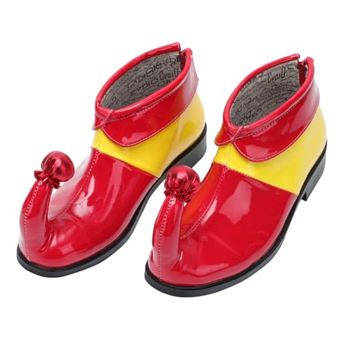 Beavorty PU Clown Schuhe mit Bunten Horn Design Dekorative Cosplay Stiefel für Halloween Karneval Fasching Kostüm Auffällige Rote Gelbe Clown Boots von Beavorty