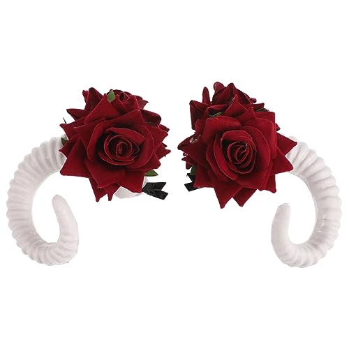 Beavorty Paar Widderhörner Cosplay Haarnadel Horn Cosplay-horn Haarspangen Horn Gothic Haarschmuck Künstliche Schafe Halloween-cosplay-kopfbedeckungen Weiß Fräulein Teufel Schafskopf von Beavorty