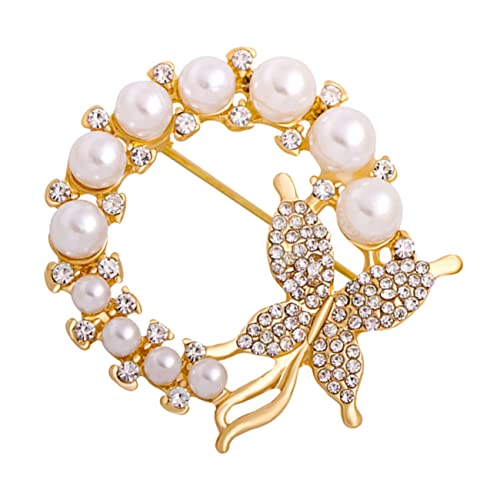 Beavorty Perlen Schmetterlingsbrosche Strass Brosche für Damen Hochzeitsaccessoire Dekorative Kleidung Geschenkidee für Frauen Brosche für Pullover und Schal von Beavorty