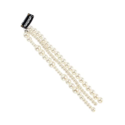 Beavorty Perlenhaarverlängerungen Perle Tiara Perle Stirnband Perlhaarreben Boho Haarschmuck Perlenhaarspange Haarkettendekor Haargirlande Perlenkopfschmuck Hochzeit Braut Zubehör Weiß von Beavorty