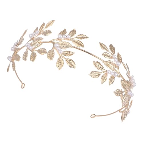 Beavorty Hochzeit Tiara Mit Kunstperlen Und Blättern Brautkrone Zum Jäten Strasskrone Kopfschmuck Brauttiara Glänzendes Brautkronen-stirnband Brautkrone Brautdiademe Frauenkrone von Beavorty