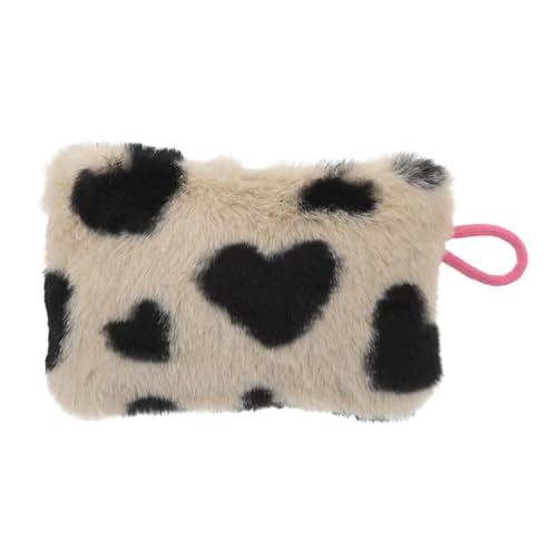 Beavorty Plüsch Aufbewahrungstasche „Love“ Kleine Einfache Münzbörse Bezaubernde Plüsch Münztasche Herzmuster Plüschtasche Winzige Münzbörse Bezaubernde Geldbörse Zum von Beavorty