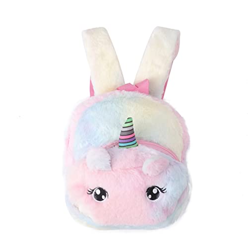 Beavorty Plüsch Einhorn Design Junge Mädchen Rucksack Kindergarten Rucksack Schultergurte Verstellbar Leicht Robust von Beavorty