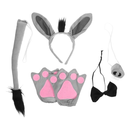 Beavorty Plüsch Esel Kostüm Set Tier Cosplay Haarreif mit Weiches Formstabiles Material Bequemer Sitz für Halloween Karneval Party und Kostümaufführungen von Beavorty
