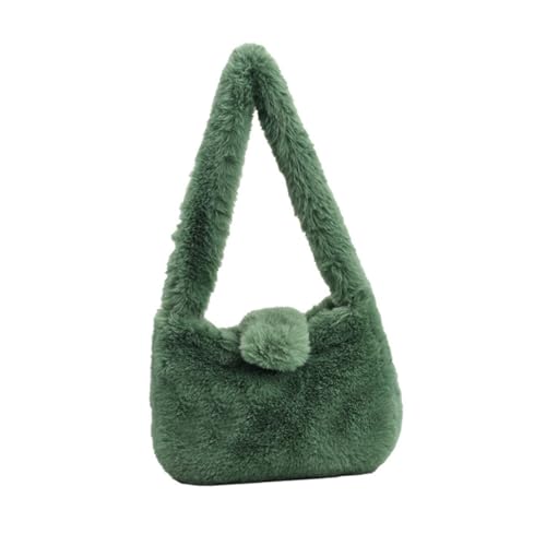 Beavorty Plüsch Schultertasche Damen Leicht Handtasche Wintermode Grün Angenehm Tragbar Freizeit Reise Beutel von Beavorty