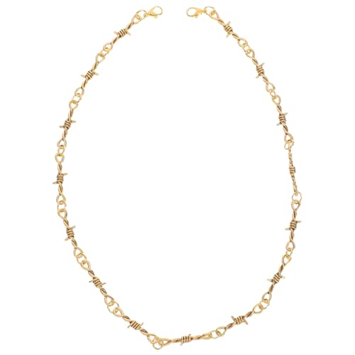Beavorty Punk Halskette Barbed Wire Choker Metallkette Hiphop Schmuck für Männer Frauen Stacheliger Anhänger Robuster Legierungsring Vielseitig Tragbar Geschenkidee für Alltag und Party von Beavorty