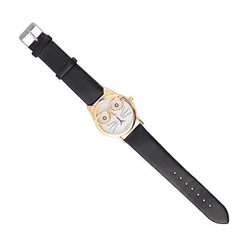 Beavorty Quarz-Armbanduhr Mit Katzengesicht-Design Lederarmband Cartoon-kinderuhr Schwarz Verstellbares Band Geeignet Für Täglichen Gebrauch Und Spiel von Beavorty