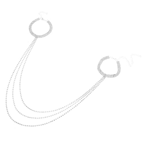 Beavorty Quastenarmkette Boho-Hochzeitsschmuck Armkettenschmuck für Damen Körperkettenarmband Glitzerarmband Kettenarmmanschette Armkette Armband Handschmuck Armschmuck Strasssteine Silber von Beavorty