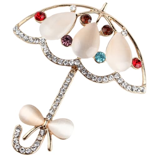Beavorty Regenschirm Anstecknadel Metall mit Strassverzierung Personalisierte Brosche für Damen Dekoratives Kleidungsornament für Hochzeit Verabredung von Beavorty
