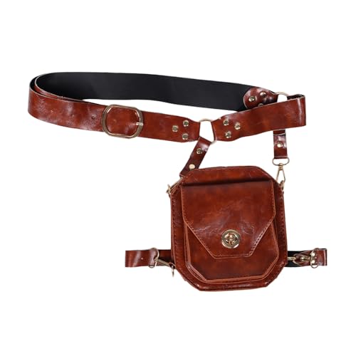 Beavorty Renaissance Mittelalterliche Gürteltasche PU Vintage Hüfttasche Damen Accessoire Robust Für Halloween Party Cosplay Piraten Steampunk Outfits von Beavorty