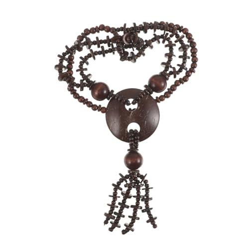 Beavorty Retro Boho Halskette mit Perlen und Quaste Vintage Europäisches Design aus Kokosnussschalen Langlebige Statement Kette für Frauen und Männer Stilvolles Sommer Accessoire für Strand von Beavorty