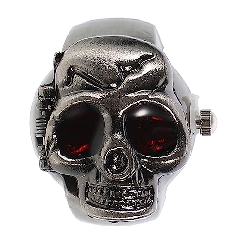 Beavorty Retro Elektronische Ringuhr Für Männer Kreatives Flip-Design Stilvolle Fingeruhr Für Halloween Punk-modeaccessoire Langlebig Und Tragbar von Beavorty