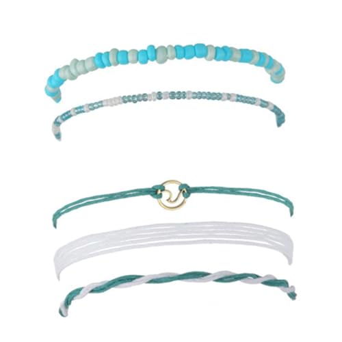 Beavorty Retro Fußkettchen mit Handgefertigten Perlen Verstellbare Gewebte Kette Modisches Mehrlagiges Fußaccessoire für Damen Einzigartiger Schmuck für Strand und Sommer von Beavorty