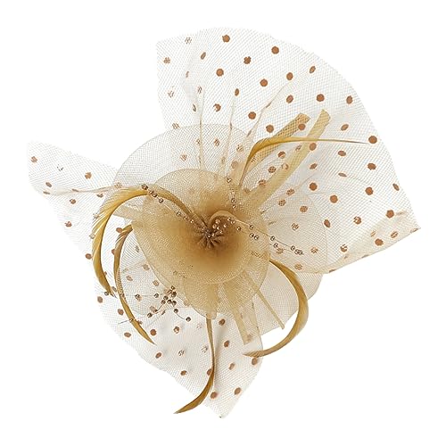 Beavorty Retro -Spitzen -Top -Hut Spitzenstirnband Party Hochzeit Mesh-Kopfschmuck-Hut Halloween-Mesh-Stirnband Fascinator Mütze Maskerade Kopfbedeckung Gittergewebe Golden von Beavorty