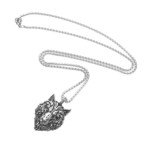 Beavorty Edelstahl Halskette Mit Wolf Anhänger Für Herren Und Damen Unisex-wolfskopfschmuck Vintage-look Langlebig Und Strahlend Passt Zu Verschiedenen Anlässen Und Outfit-stilen von Beavorty