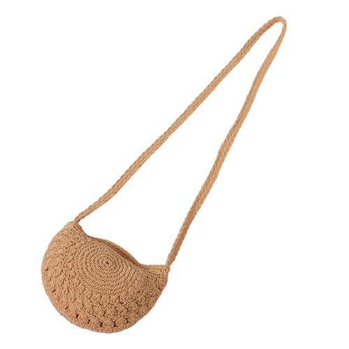 Beavorty Retro geflochtene Brieftasche Gewebbärbung Baumwollfäden handgestrickte Tasche Seiltasche aus Baumwolle gewebte Umhängetasche für Damen kleine gewebte Tasche Legierung Light Brown von Beavorty