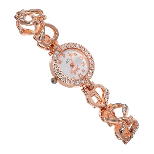 Beavorty Rhinestone Damen Digitaluhr mit Präzisem Quarzwerk Filigranes Armband Elegante Armbanduhr in Roségold für Alltag und Geschenk Modische Damenarmbanduhr mit verspieltem Muster von Beavorty