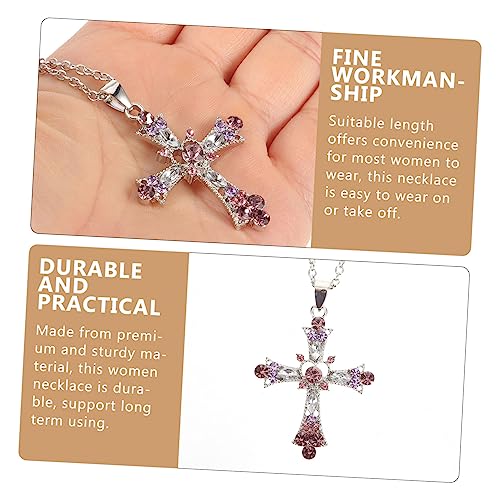 Beavorty Rhinestone Halskette Damen Kreuzanhänger Modeschmuck Kette mit Farbigem Legierung Schmuck für Frauen Zarte Clavicle Kette Geschenkidee für Besondere Anlässe von Beavorty