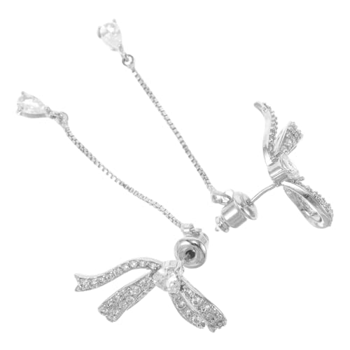 Beavorty Rhinestone Quasten Ohrringe Damen Lange Schleifen Ohrstecker Funkelnde Zirkonia Ohrhänger Leichter Schmuck mit Zartem Schleifenakzent Komfortabel für Ganztägiges Tragen von Beavorty