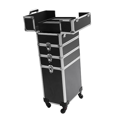 Beavorty Rolling Train Case Mit Schichten Großer Trolley Kosmetikkoffer Für Makeup Friseur Und Nagelkunst Abnehmbarer Organizer Für Profis Und Reisebedarf von Beavorty