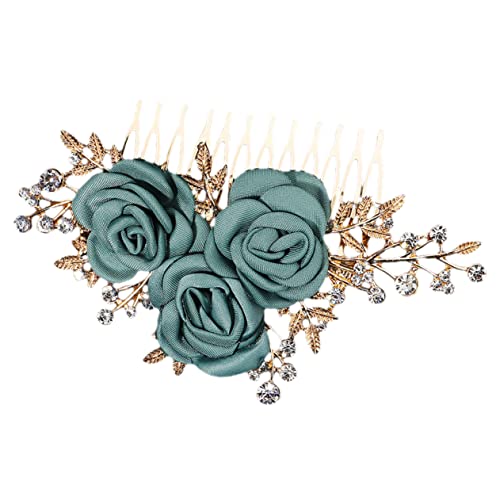 Beavorty Rosenseitenkamm Haarkamm-clip Diademe Für Mädchen Hair Clips for Women Große Schleifen Braut Haarkamm Clip Haarnadel Haarspange Mit Strass Strandresort Krawatte Stoff Hochzeit von Beavorty