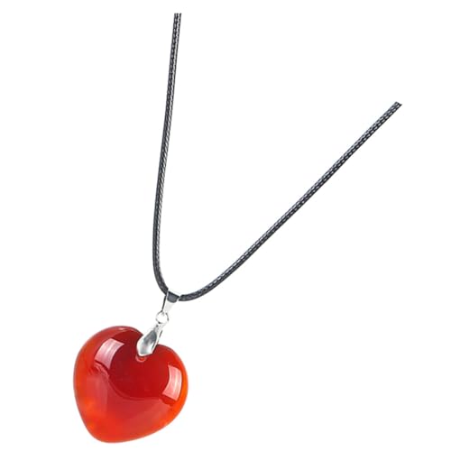 Beavorty Rote Achat Herzanhänger Halskette Lange Strickjacke Kette Damen Charm Schmuck Leicht Elegant Alltag Party Reise Büro von Beavorty