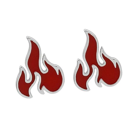 Beavorty Rote Flammen Ohrringe Damen Ohrhänger Modische Silber Ohrstecker Auffälliges Design für Party Shopping Hochzeit von Beavorty