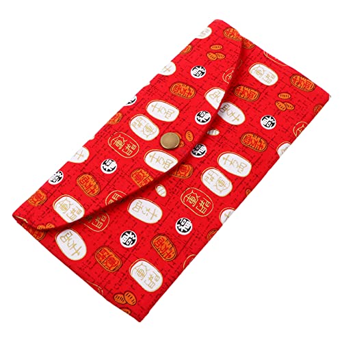 Beavorty Rote Umschläge Brieftasche Mit Handy Lagerung Tasche Retro-geldbörse Aufbewahrungstasche Aus Bequemem Material Knopfdesign Goldfarbene Prägung von Beavorty