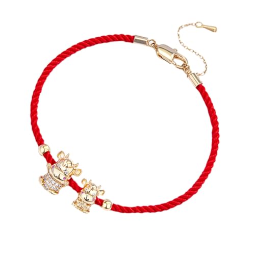 Beavorty Rotes Geflochtenes Armband für Frauen Chinesisches Tierkreiszeichen Ochse Langlebiges Schmuckstück Leicht zu Tragen zu Weihnachten Valentinstag Jahrestag und Besonderen Anlässen von Beavorty