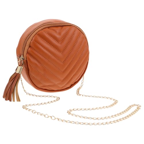 Beavorty Runde Damen Crossbody Tasche mit Verstellbarem Schulterriemen und Modischem Fransen-design Robuste Umhängetasche für Alltag Reisen Einkaufen und Freizeit Tiefbraun von Beavorty