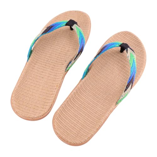 Beavorty Rutschfeste Haushalts Flip Flops Freizeit Strand Sandalen Hausschuhe mit Flacher Sohle Blau Grün für Damen und Herren von Beavorty