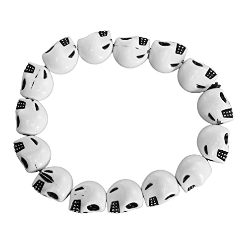 Beavorty Schädelperlen Armband für Damen Extravaganter Schmuck für Halloween Modisches Accessoire mit Auffälligem Design Perfektes Kostüm Highlight für Feierlichkeiten von Beavorty
