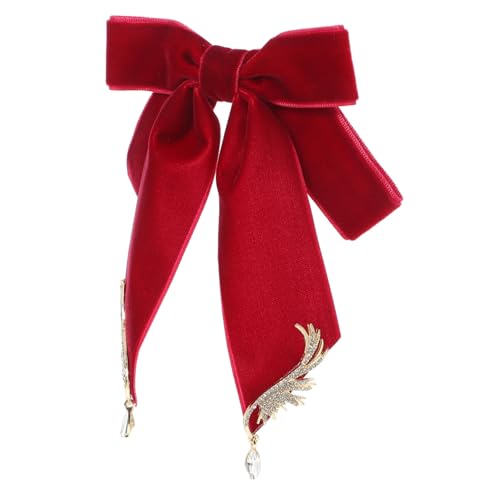Beavorty Schleifen Brosche Bogen Retro-kragenschleifennadel Schleifenbroschen, Anstecknadeln Ästhetisch Fliegebrosche Für Kleidung Elegant Brosche Mit Schleife Dame Rot Samtstoff von Beavorty