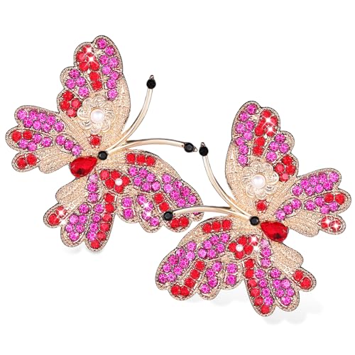 Beavorty Schmetterlings Ohrringe mit Bunten Strasssteinen Langlebiges Legierungsmaterial Modischer Ohrstecker für Frauen Vielseitig für Weihnachten Partys und Festliche Anlässe Geeignet von Beavorty
