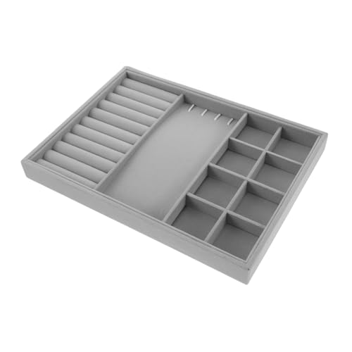 Beavorty Schmuck Organizer Tray Für Schublade Graues Stapelbares Schmuckaufbewahrungssystem Mit Fächern Für Ringe Ohrringe Und Armbänder Schmuckpräsentation Für Damen von Beavorty