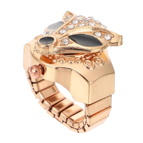 Beavorty Schmuck Ring Uhr Verstellbare Ringuhr mit Diamantverzierung für Damen Stilvolle Fingerringuhr Dekoration Zeitmessung Vielseitig Einsetzbar Zufällig von Beavorty