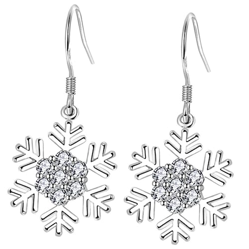 Beavorty Schneeflocken Ohrringe Zirkonia Weihnachts Dangle Ohrringe für Festliche Anlässe Passend zu Ihrem Outfit und Make Up als oder Schmuck für Partys von Beavorty