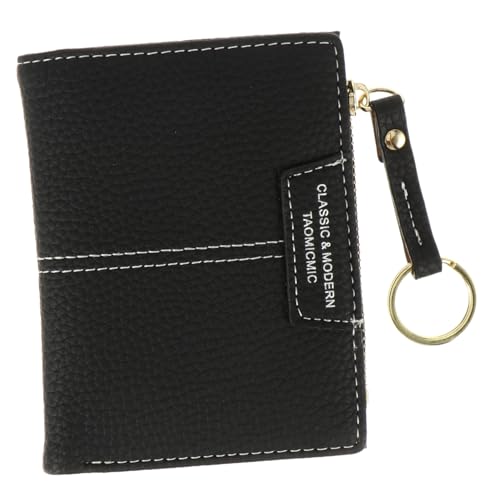 Beavorty Schwarze Damen Geldbörse mit Schlüsselanhänger Kompaktes Change Purse mit Reißverschluss Multifunktionaler Kartenhalter Kleine Münztasche für Alltag und Handtasche von Beavorty