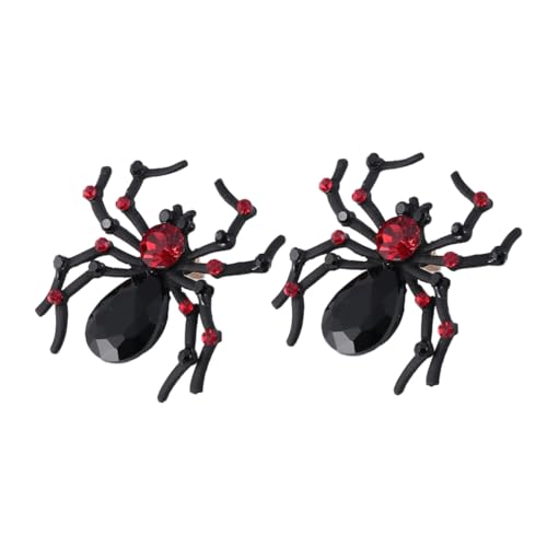 Beavorty Schwarze Spider Design Creolen Ohrringe mit Kristallbesatz Halloween Schmuck Ohrstecker Leicht und Funkelnd für Kostümpartys und Geschenke von Beavorty