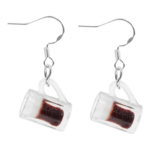 Beavorty Silber Beer Mug Ohrringe Resin Bierkrug Ohrschmuck Damen Ohrclips Piercing Modisch Handgemacht Geschenkidee für Partys Alltag und Festlichkeiten von Beavorty